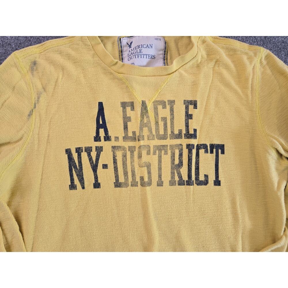 American Eagle Y2K 2009 Waffle-knit Graphic Long Sleeve Thermal Shirt Mens Sz Lg - Picture 3 of 13